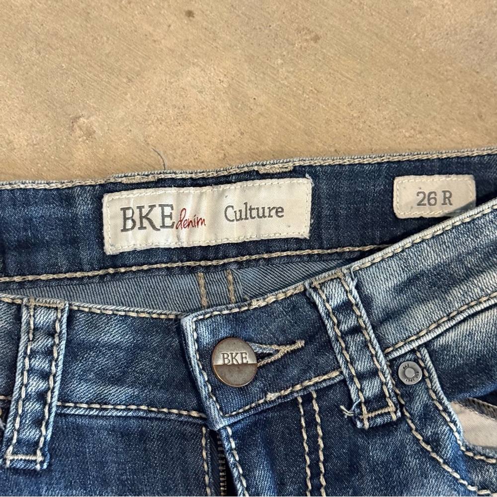 BKE Blue Straight Leg Jeans with Distressed Look - Picture 3 of 11